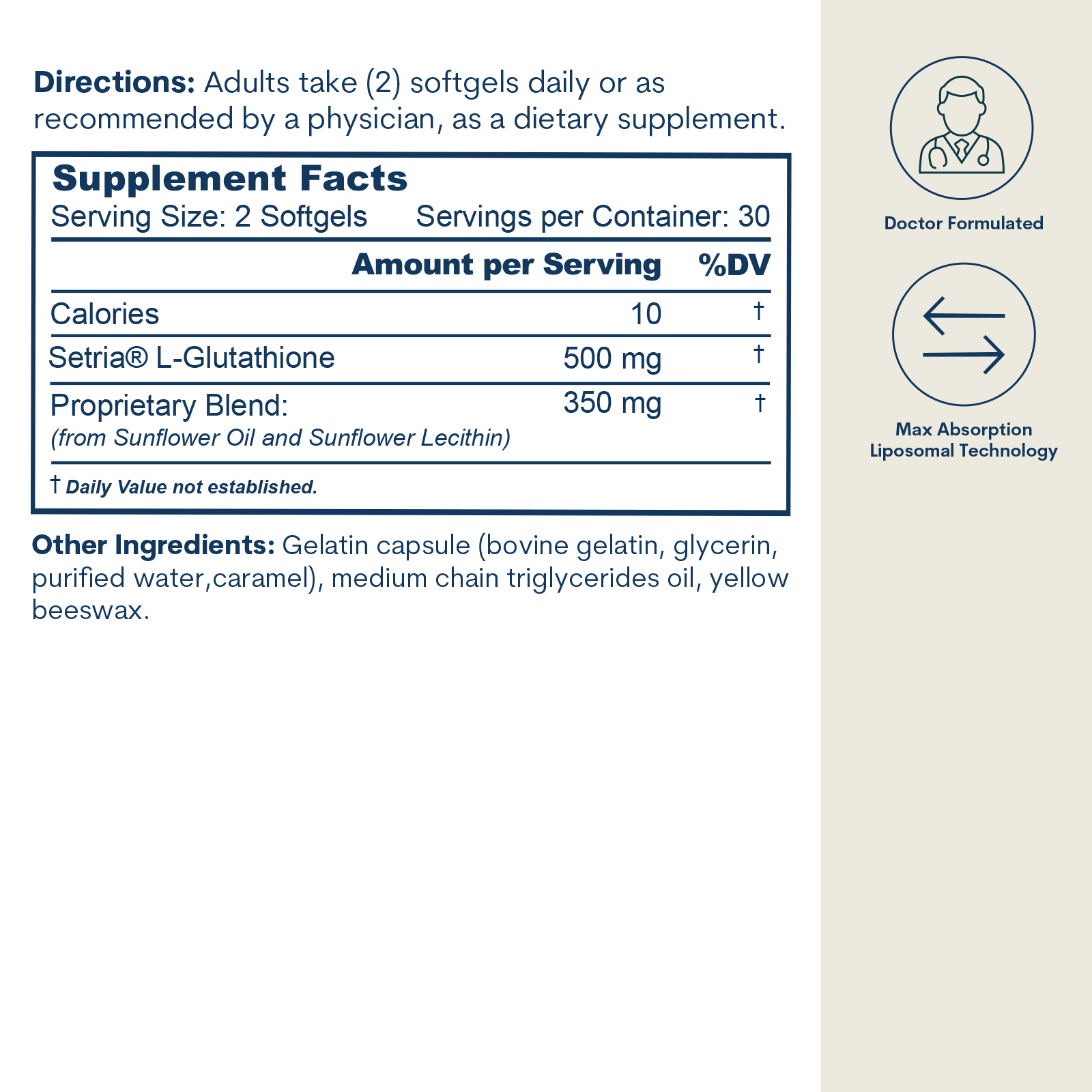 Liposomal Glutathione - Softgels (60 Count / 30 Servings) Core Med Science