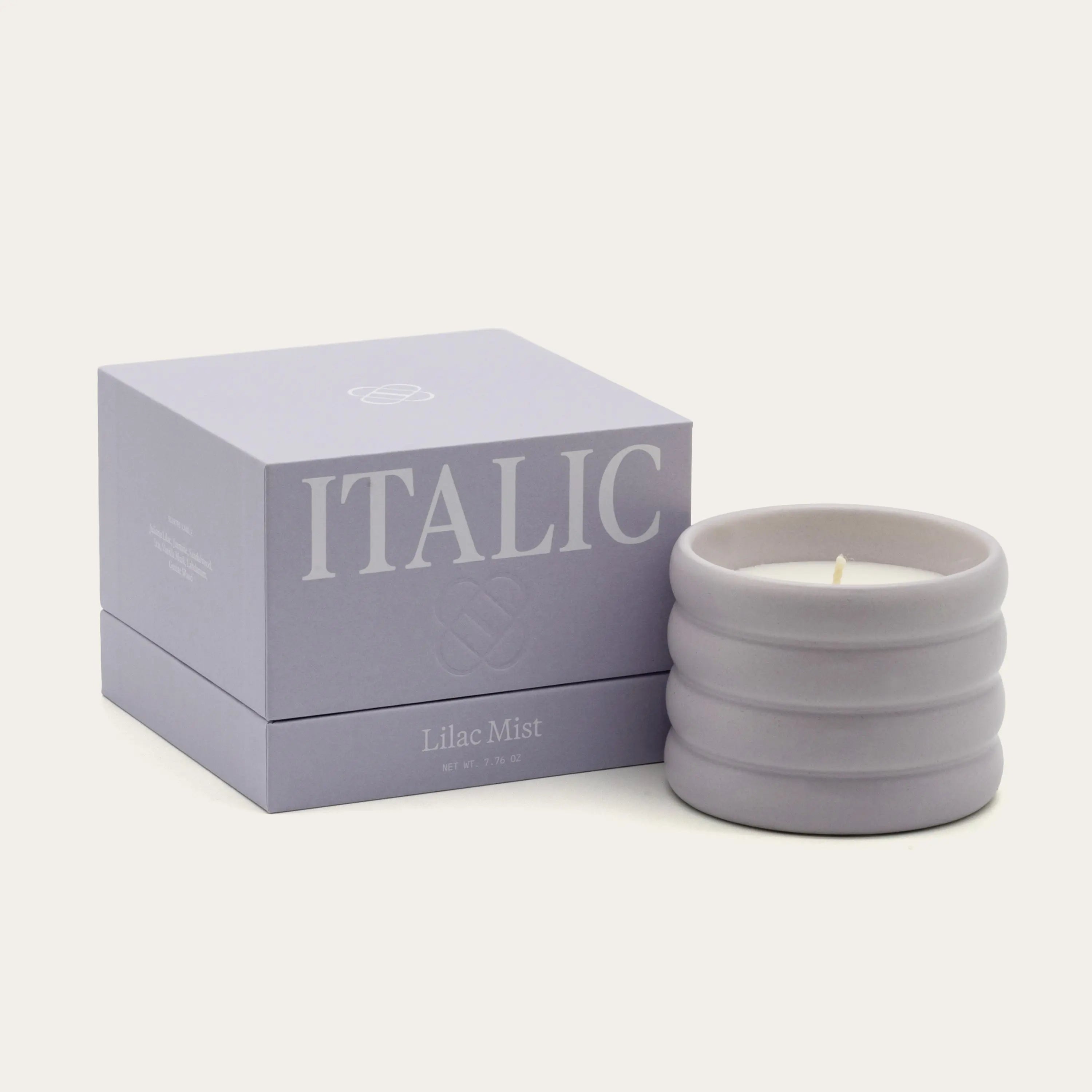 Soy Wax Ceramic Candle & Wick Trimmer Set Italic