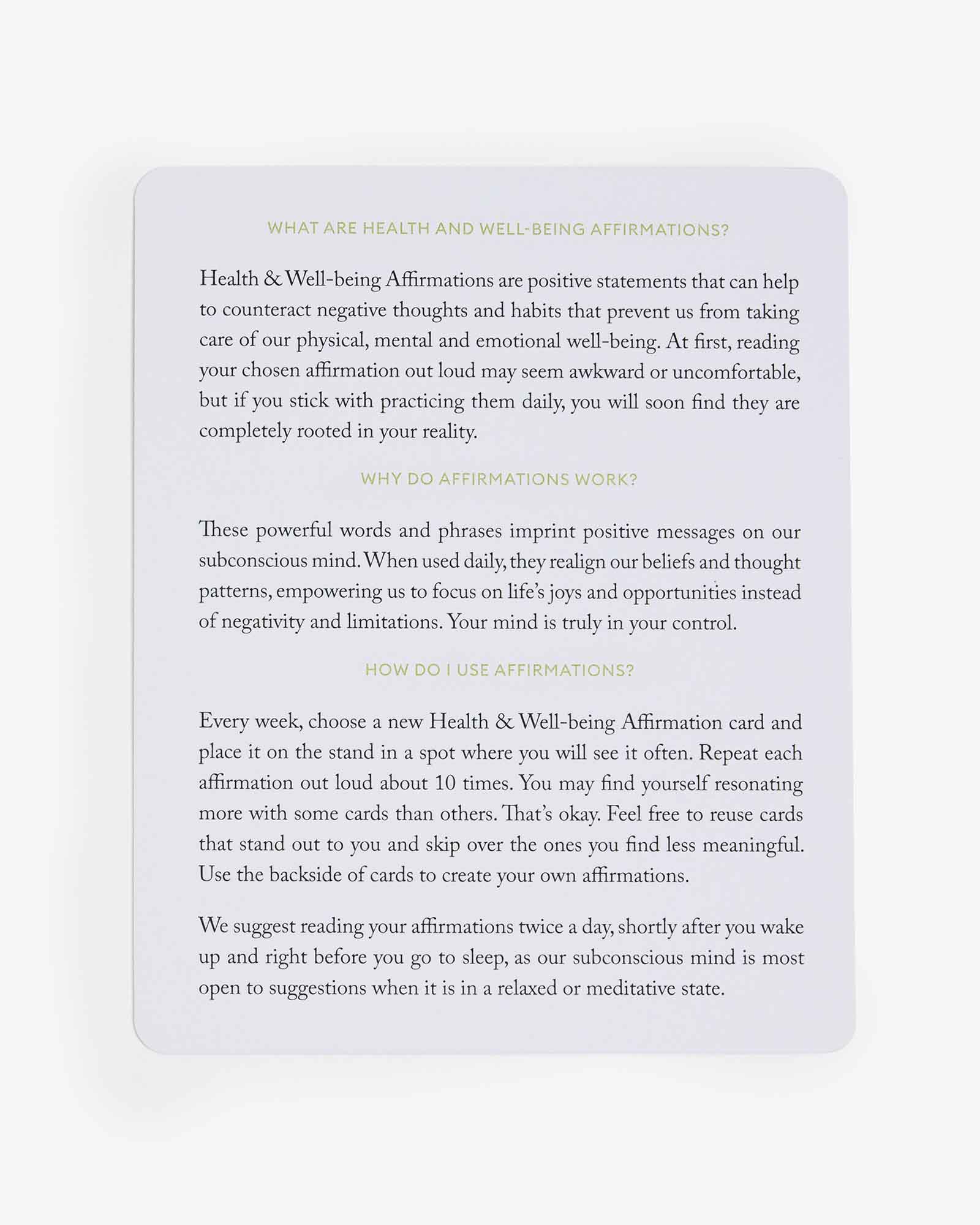 Mindful Affirmations for Health & Wellbeing Intelligent Change