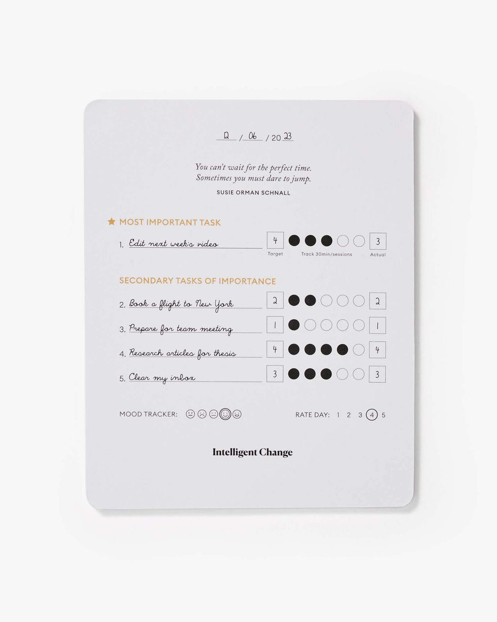 Productivity Planner Cards Intelligent Change