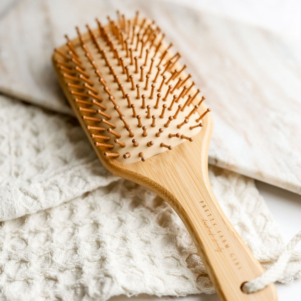 Bamboo Paddle Hair Brush Pretty farm girl