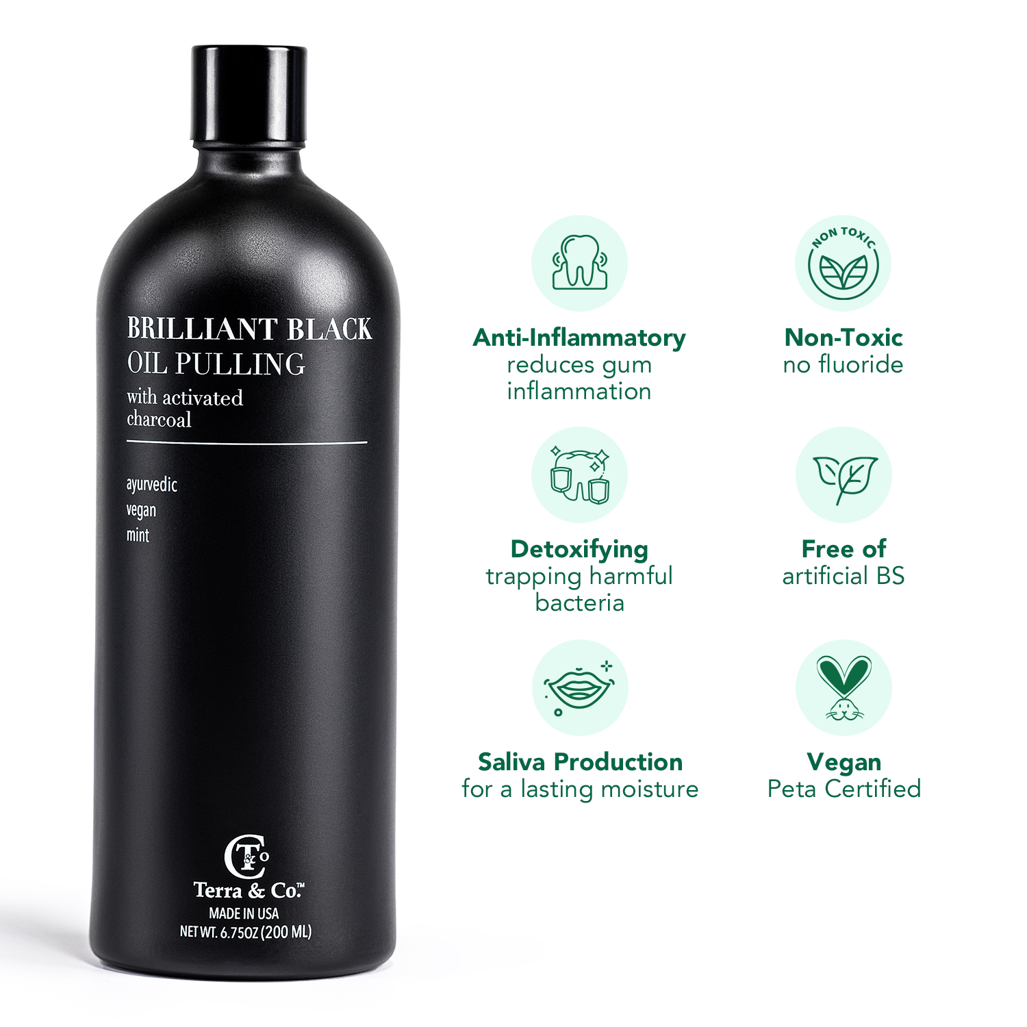 Brilliant Black® Oil Pulling – Ayurvedic Mouthwash for Teeth Whitening, Detox & Gum Health Terra & Co.