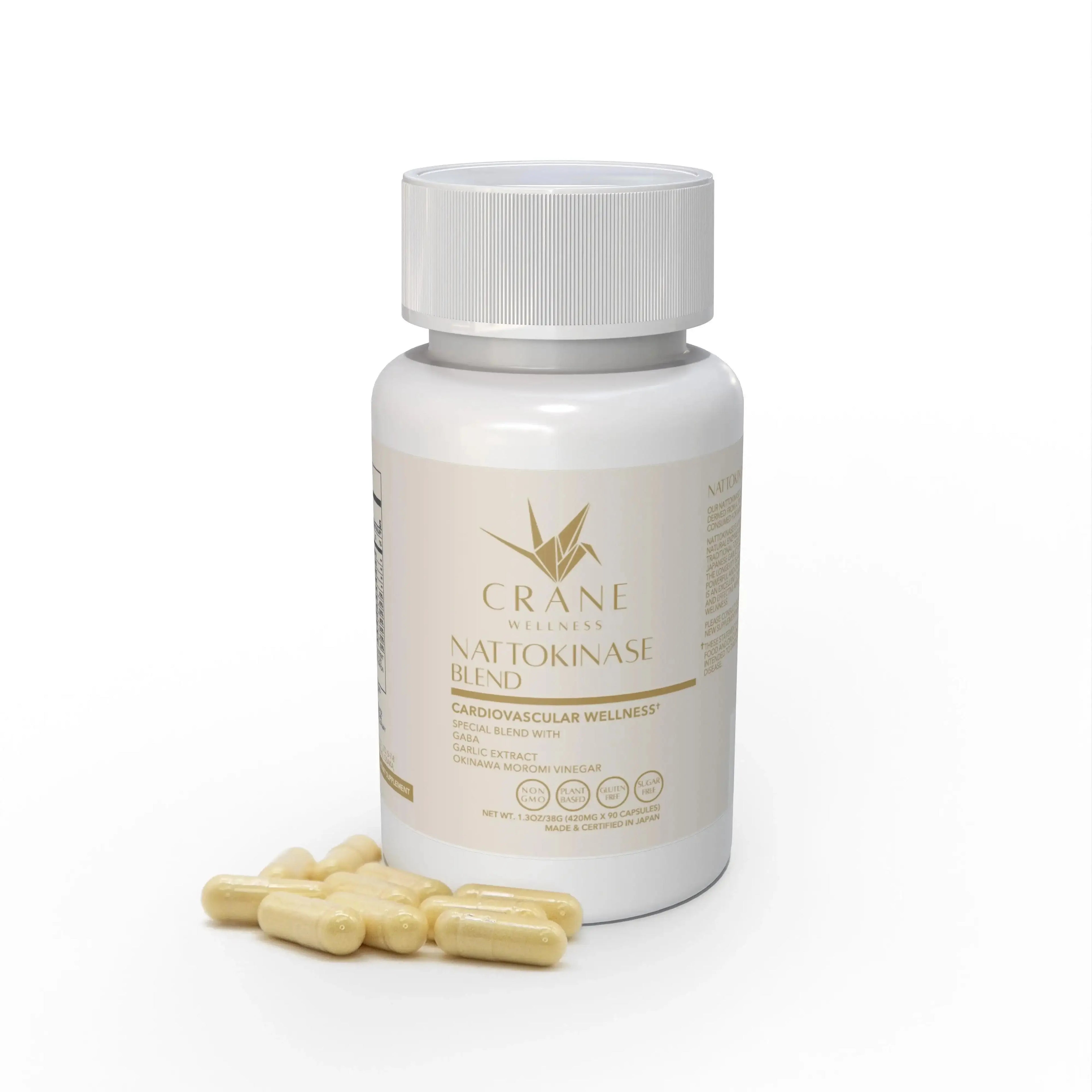 Nattokinase Blend 6,000 FU Cardiovascular Support Capsules Crane Wellness