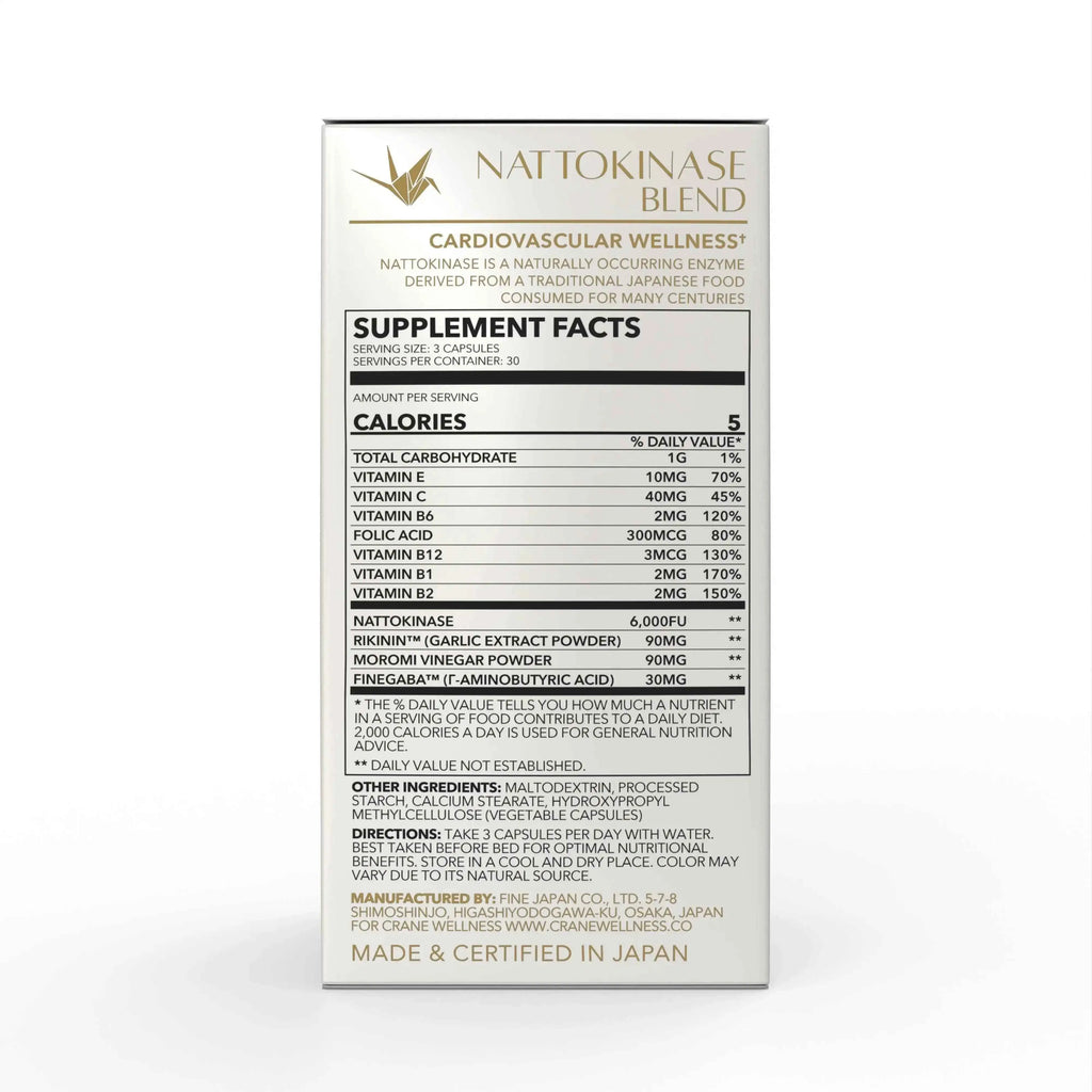 Nattokinase Blend 6,000 FU Cardiovascular Support Capsules Crane Wellness