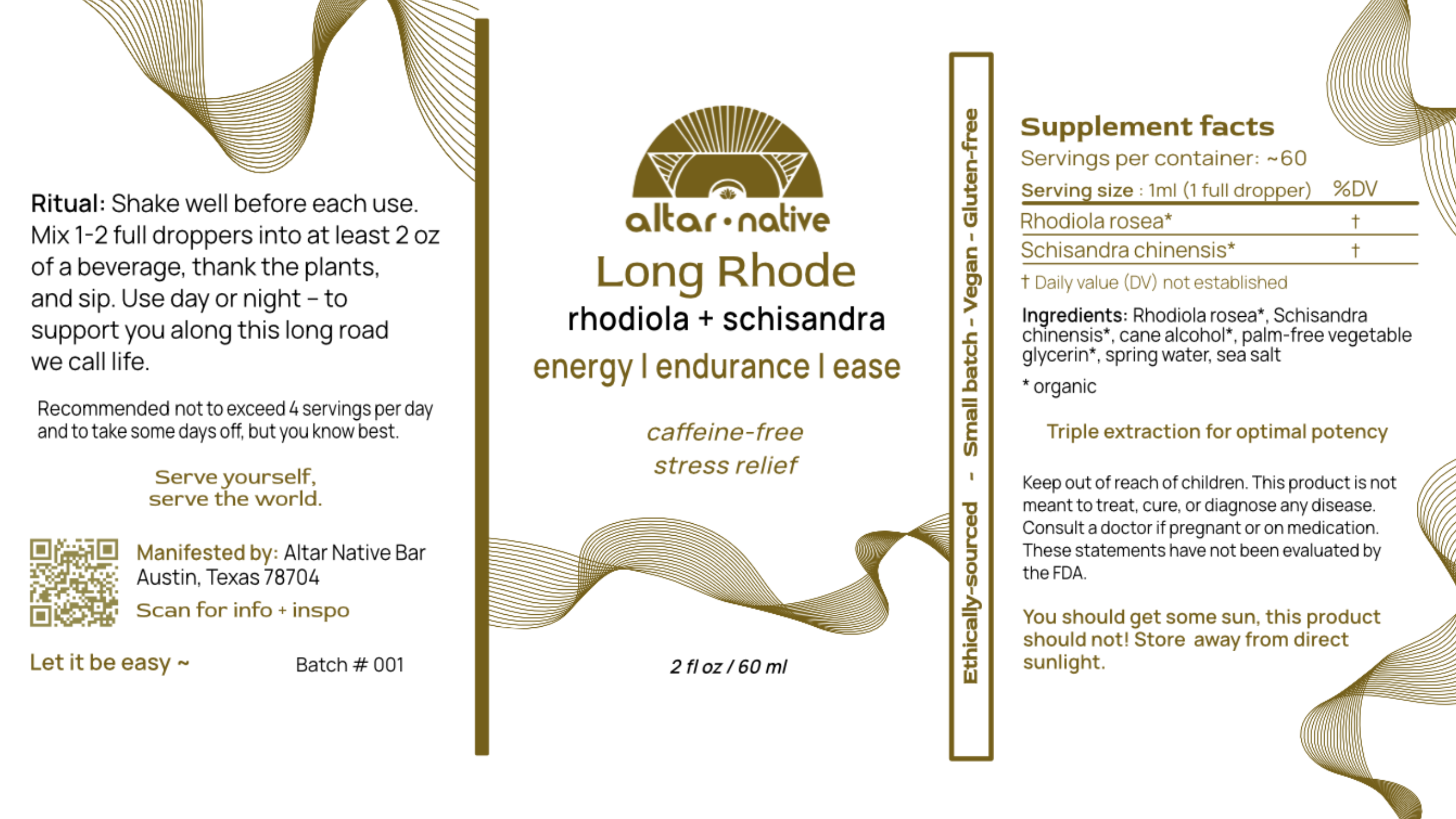 (PRE-ORDER) Long Rhode ⟡ Rhodiola + Schisandra Adaptogen Drops Altar Native