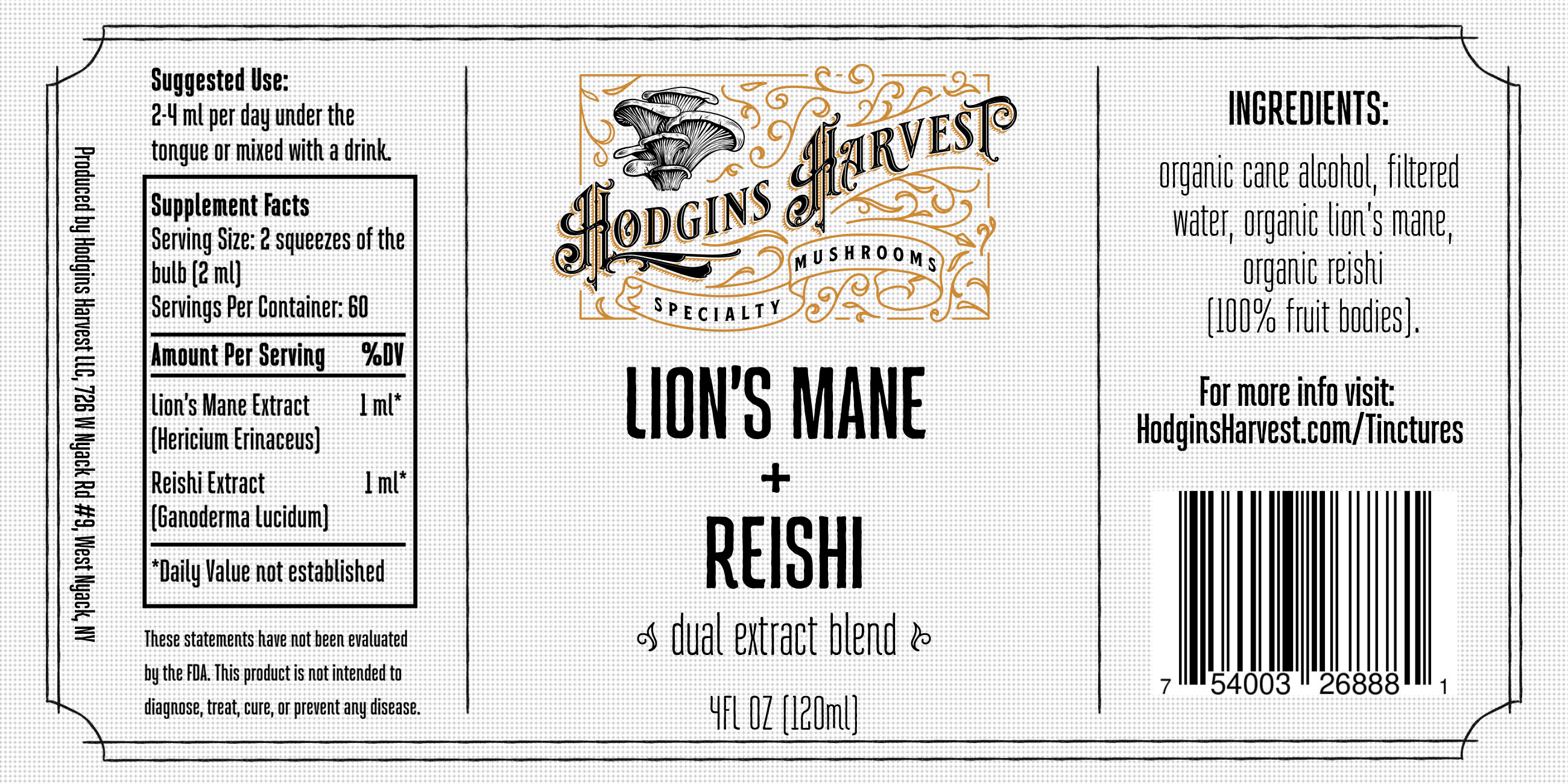 Lion's Mane + Reishi Dual Extract Tincture Hodgins Harvest