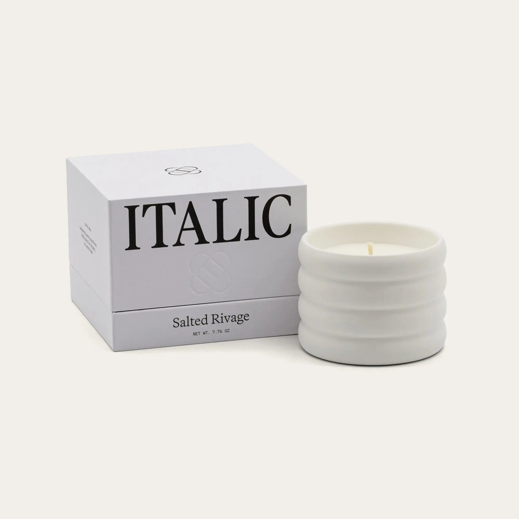 Soy Wax Ceramic Candle & Wick Trimmer Set Italic