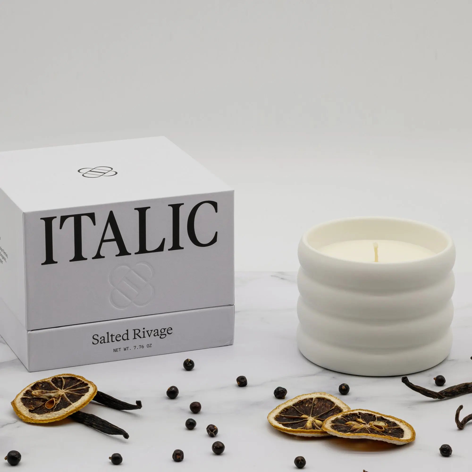 Soy Wax Ceramic Candle & Wick Trimmer Set Italic