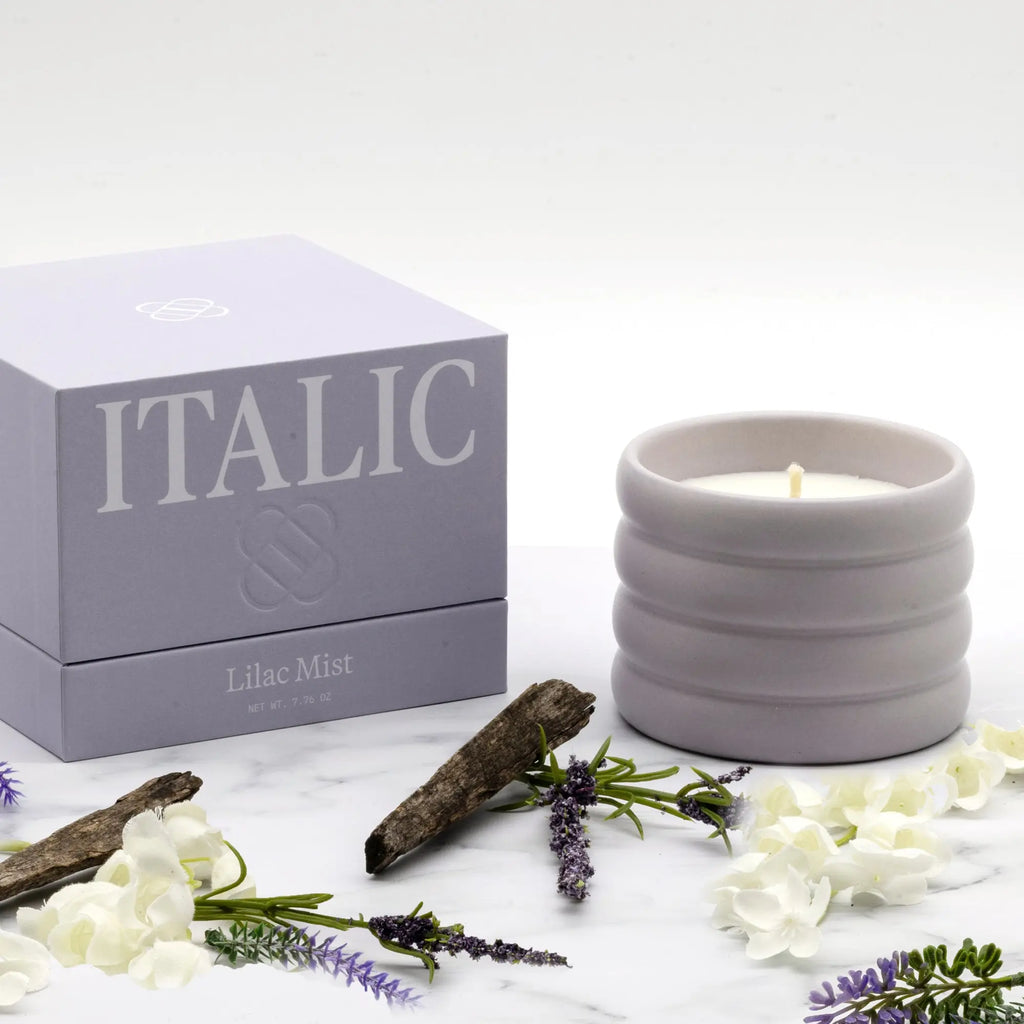 Soy Wax Ceramic Candle & Wick Trimmer Set Italic