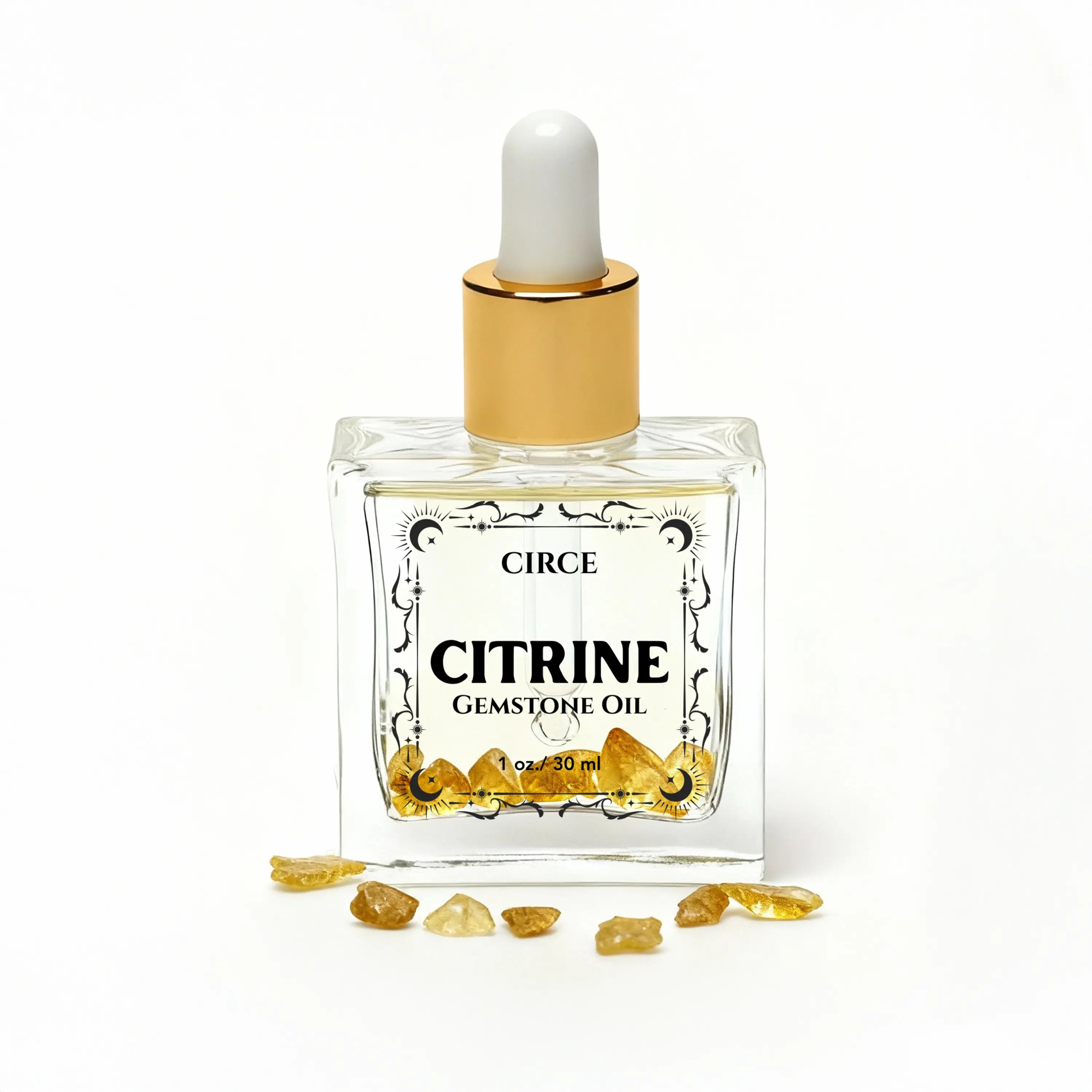 Gemstone Body Oil Discovery Set — 3-Piece Crystal-Infused Oil Sampler (Rose Quartz, Citrine, Obsidian) Circe Boutique