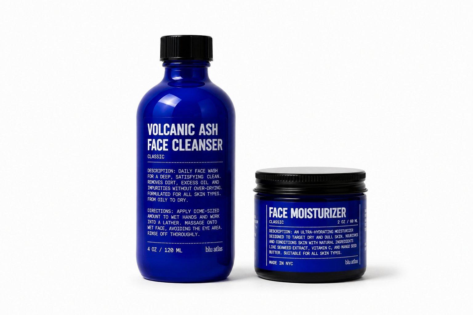 Face Essentials (Cleanser + Moisturizer) Blu Atlas