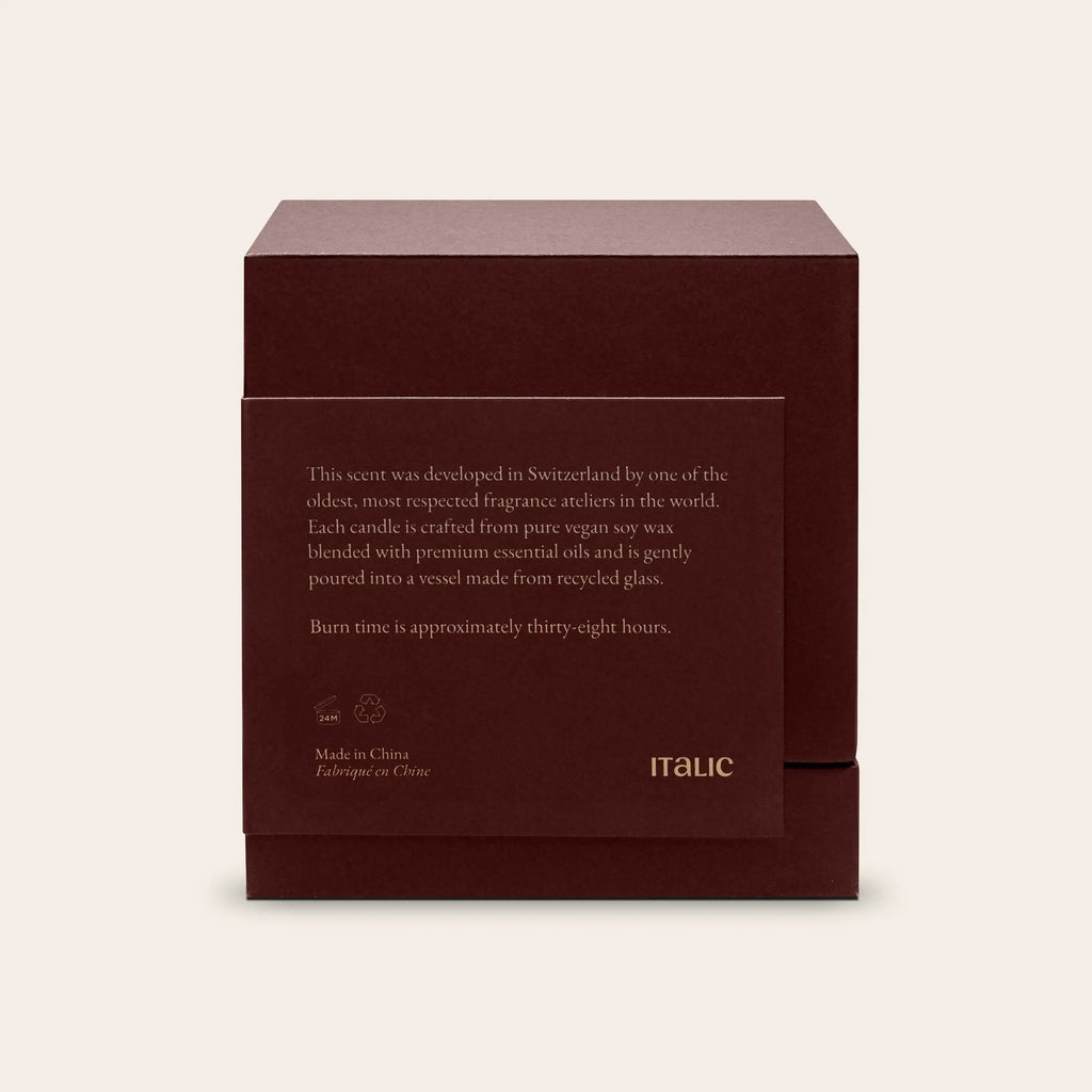 Noir Swiss Scented Glass Candle Italic