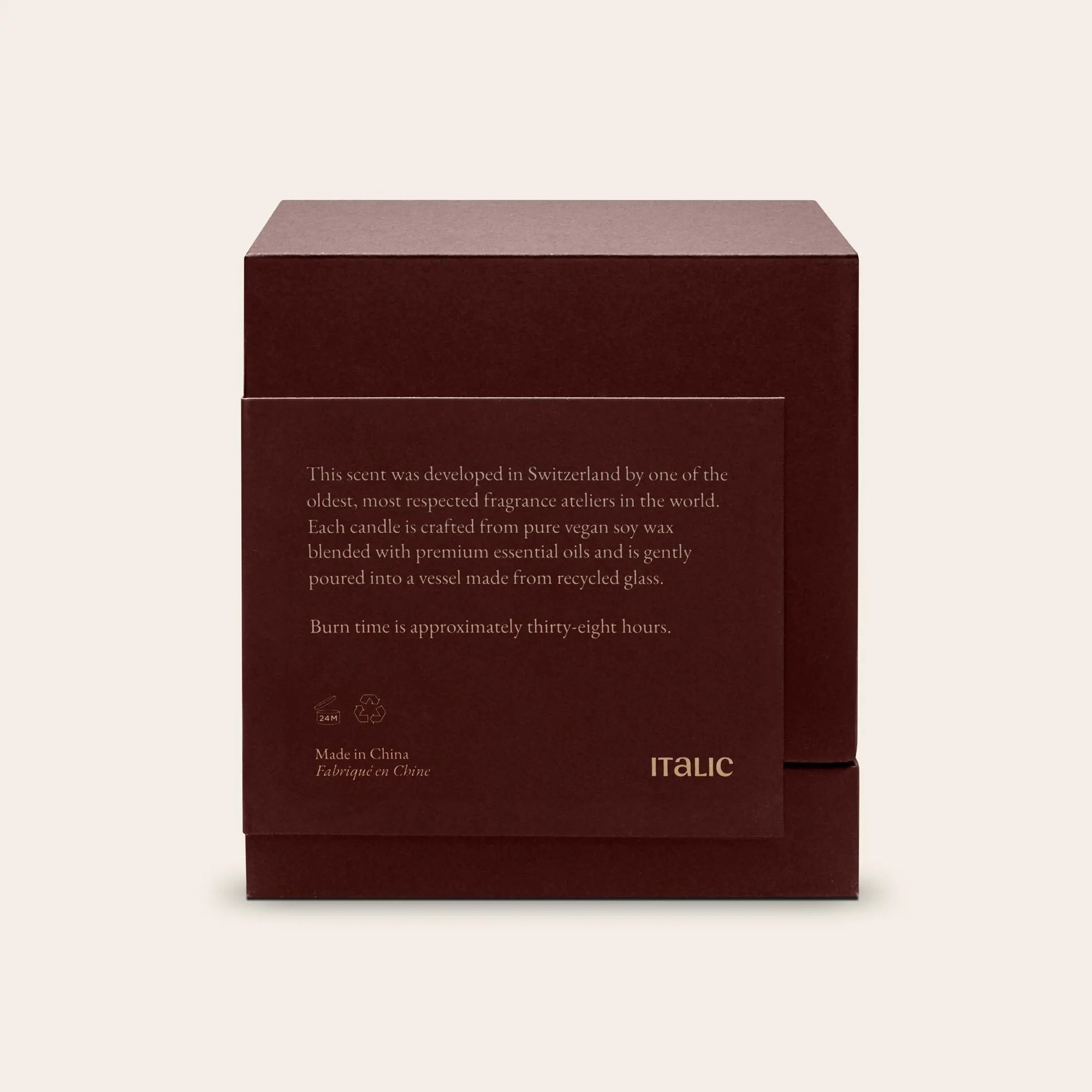 Noir Swiss Scented Glass Candle Italic