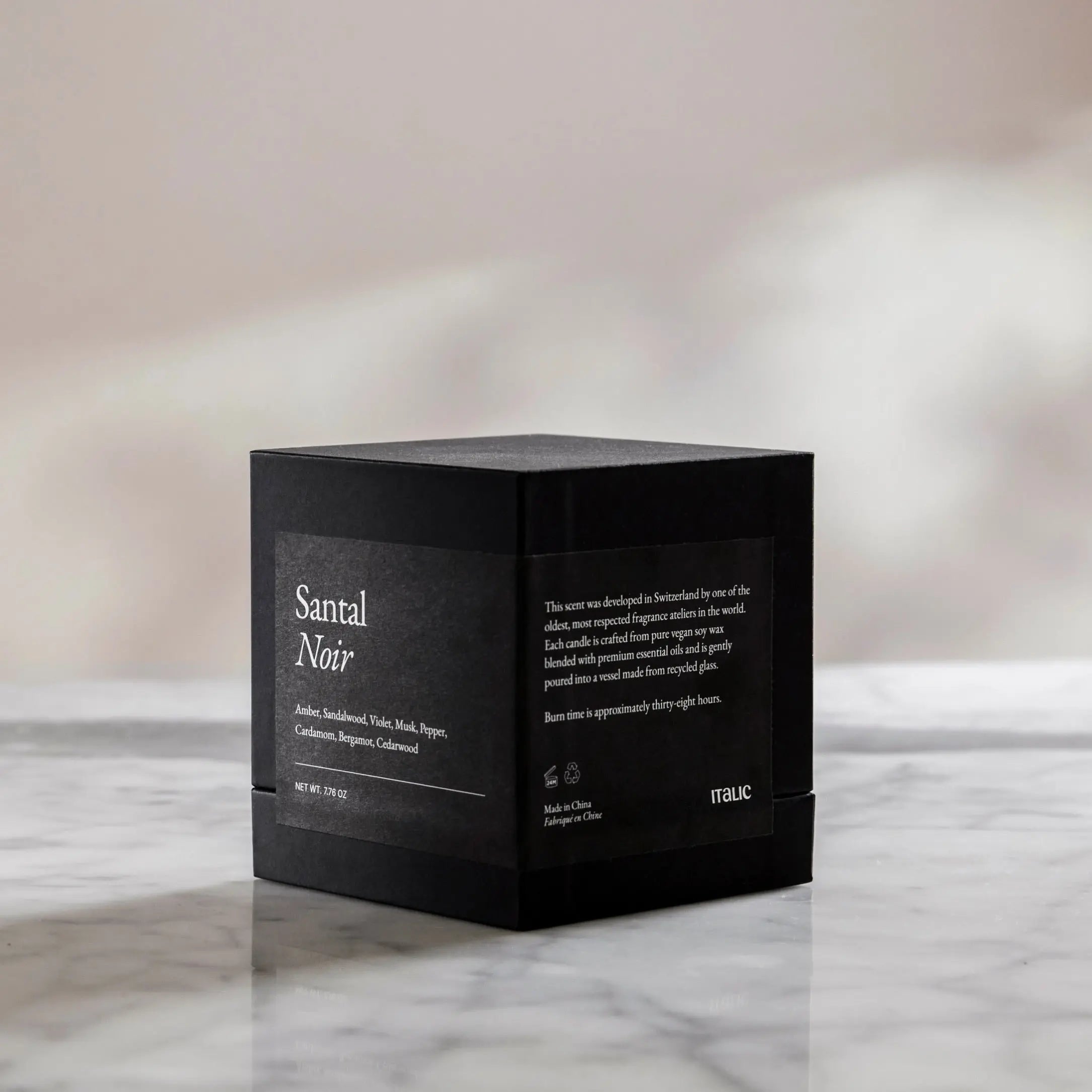 Noir Swiss Scented Glass Candle Italic