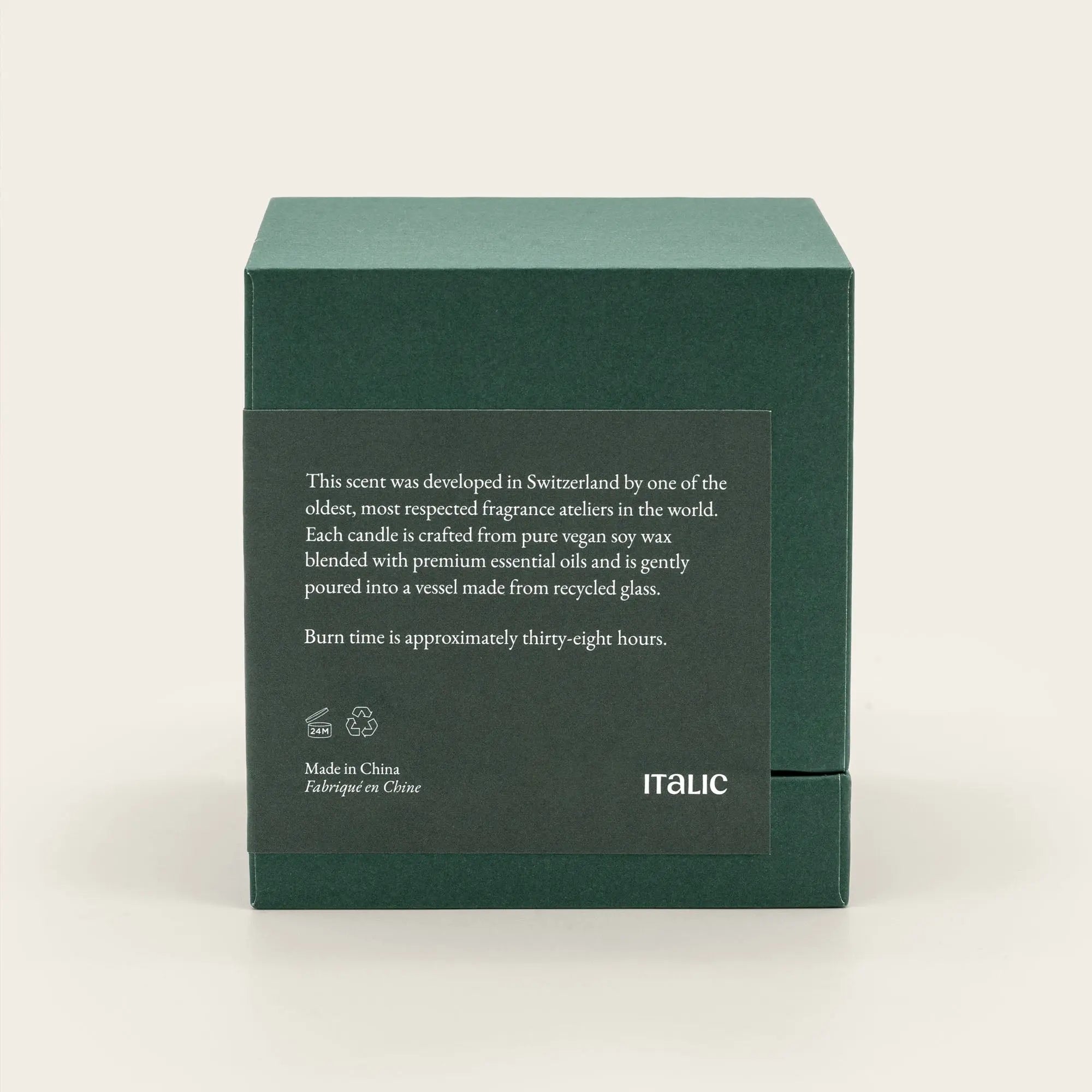 Noir Swiss Scented Glass Candle Italic