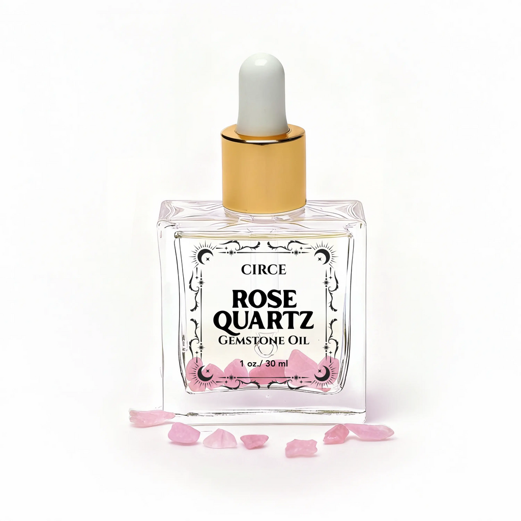 Gemstone Body Oil Discovery Set — 3-Piece Crystal-Infused Oil Sampler (Rose Quartz, Citrine, Obsidian) Circe Boutique