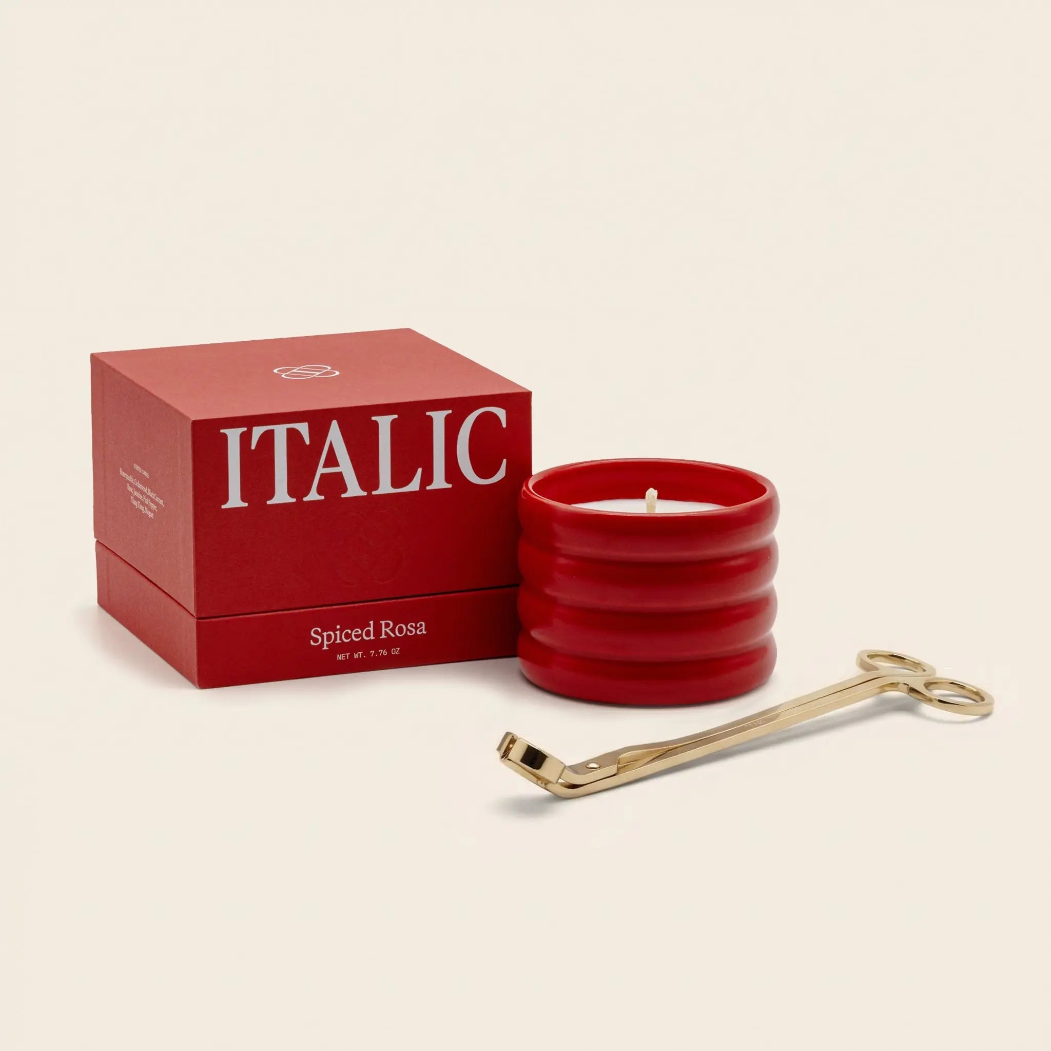 Soy Wax Ceramic Candle & Wick Trimmer Set Italic